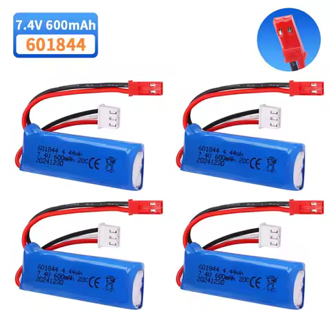 601844 7.4V 600mAh Lipo Battery for WLtoys K969 K979 K989 K999 P929 P939 RC Car Spare Parts 2s 7.4v 