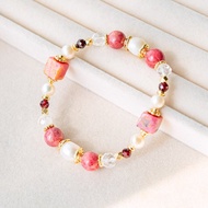 薔薇之戀 手鍊。薔薇輝石 紅石榴 天然珍珠。修補情感 自愛與防護