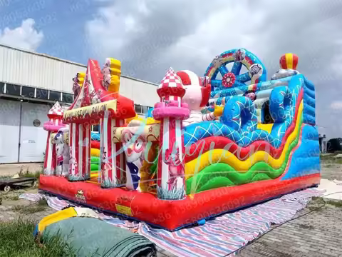 Inflatable Bouncer with Castle Slides Hot Sale Crazy Ferris Wheel Theme Kid playground funcity Bounc