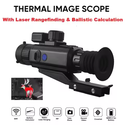640x512 Thermal Imaging Scope with 50mm Lens, 50Hz, IP66 & Wi-Fi, Built-in Laser Rangefinder Ballist