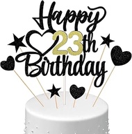 Conruich Cake Decoration Happy Birthday Cake Topper 23rd Birthday Man Woman Cake Decoration Happy 23
