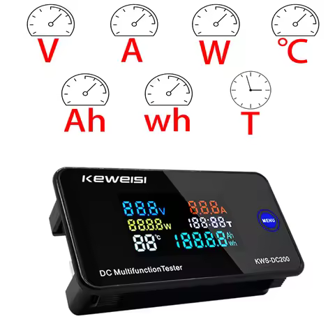 KWS-DC200 DC 0-200V Voltmeter Ammeter Power Energy Meter LED Digital DC Wattmeter Electric Meter wit