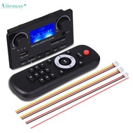 Aitemay DC 12V Bluetooth 5.0 MP3 Decorder Board LCD Screen Lyrics Display Support FM USB Recording M