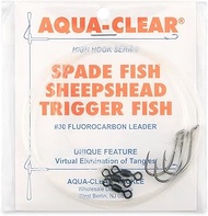 Aqua-Clear, Spade Fish Snelled Hooks, 1/0 Ultrapoint Black Hook, 30 lb / 13.6 kg Triple Fish Fluoroc