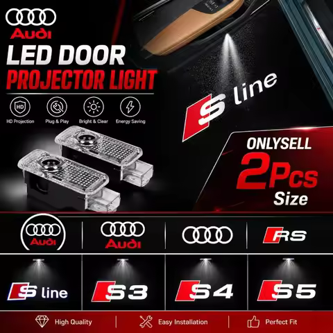 2Pcs LED Car Door Projector Light for AUDI A1 A3 A4 A5 A6 A7 A8 Q3 Q5 Q7 S3 S4 S5 S6 RS Quattro Welc