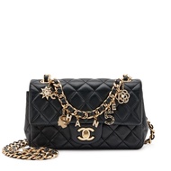 Chanel Black Quilted Lambskin Mini Rectangular Coco Charms Flap Bag Gold Hardware, 2020