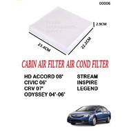CABIN AIR FILTER HD ACCORD 08'/CIVIC 06'/CRV 07'/ODYSSEY 04'-06'/STREAM/INSPIRE/LEGEND