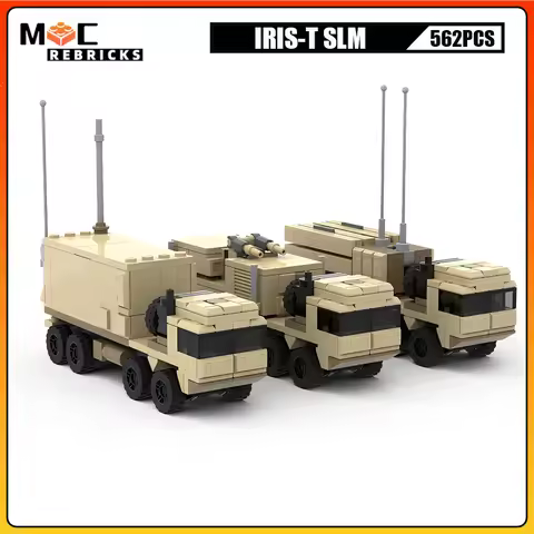 High-tech Military Weapon IRIS-T SLM Tactical Air Defense Missile Armored Trucks MOC Building Blocks