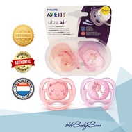 Philips Avent Ultra Air Pacifier / Soother for 6-18 mos Girl Angel ( 2pcs/pack ) w/ Carrying Case