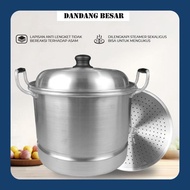 Panci Dandang Kukus Besar 30 Cm + Saringan Aluminium Langseng Tebal 15 liter Ukuran 18-30 Cm Bolu Ki