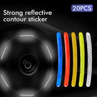20PCS Car Wheel Hub Reflective Sticker Door Safety Bumper Stickers for Bike Motor Wheel Machine Decorations Reflect Accessories