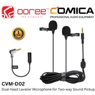 COMICA CVM-D02 DUAL-HEAD LAVALIER MICROPHONE TPE CABLE MATERIAL FOR CAMERA, CAMCORDER, SMARTPHONE, G