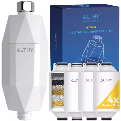 ALTHY Vitamin C Revitalizing Shower Water Filter - Reduces Chlorine Heavy Metal - Improves Dry Itchy