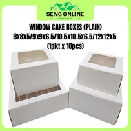 Tebal White Cake Box Window 8x8x5/9x9x6.5/10.5x10.5x6.5/12x12x5 - 10PCS
