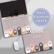 Asus Sticker Laptop Vivobook 14 S14 X412 X415 X409 X420 Cute Cat 14 Inch Laptop Skin with Keyboard Keypad Sticker Anti-scratch Film Waterproof Three Sides Laptop Casing Cover