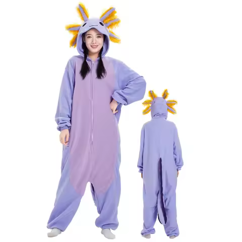 Halloween Purple Axolotl Cosplay Onesie For Adult Women Men Animal Kigurumis Pyjamas Cartoon Pajama 