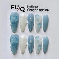 Nailbox Fu2Q - Mysterious Sea Jellyfish Blue Fake Nails