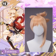 ❣UWOWO Game Genshin Impact Yoimiya Cosplay Wig 25cm Gold Hair Heat Resistant Synthetic Wigs ☹★