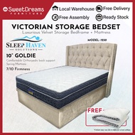 Victorian Bed Frame 1230 | Frame + 10" Mattress Bundle Package | Single/Super Single/Queen/King Storage Bed | Divan Bed