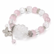 Natural Pink Crystal White Crystal Nine-Tailed Fox Butterfly Bracelet | 10-12mm Matching Design | Lo
