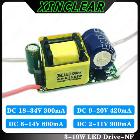 3-10W LED Driver DC 18-34V 9-20V 6-14V 2-11V 300mA 420mA 600mA 900mA Lighting Transformers For 3W 5W