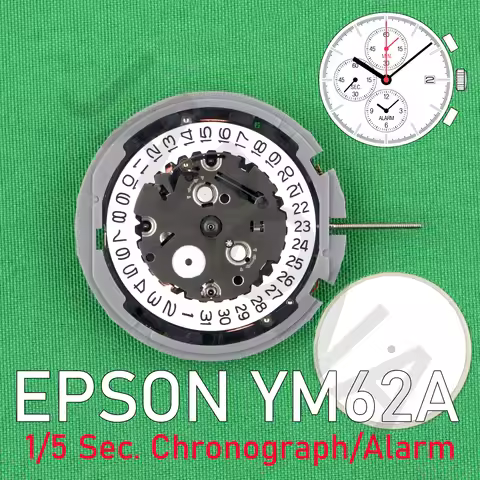 YM62 movement japan EPSON YM62A movement small hands at 6.9.12 Analog Quartz 12''' Center second Chr