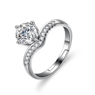 LOVETIA Cincin Perak Asli 925 Cincin Wanita Berlian Moissanite Wedding Ring 0.5 Ct Sertifikat GRA BTJZ009