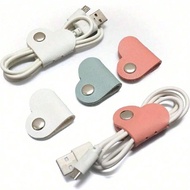 3/6/8 ชิ้น ที่จัดระเบียบสายไฟรูปหัวใจ 3 แพ็ค ที่จัดระเบียบสาย USB กระเป๋าเก็บสาย PU เข็มขัดพกพา หัวช