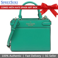 Kate Spade Handbag In Gift Box Crossbody Bag Staci Small Satchel Saffiano Leather Winter Green # WKRU7097