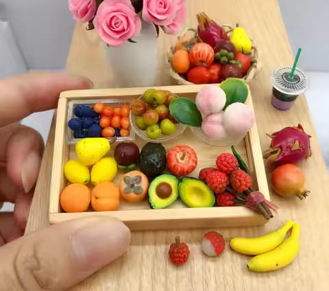 Food Play Simulation Miniature Clay Vegetable Fruit Miniature Dollhouse Scene Accessories Mini Fruit