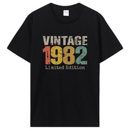 Vintage Birthday Retro 1982 Limited Edition Tshirt Cotton Graphic Tshirt Husband Wife Streetwear