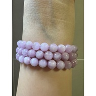 Bracelet wrapped with 3 Kunzite stone bracelets in bright purple and pink with round beads 7 mm_Jade
