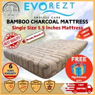 [High Quality]Evorezt Bamboo Charcoal Fabric Single/Super Single Mattress(5.5")/Tilam/READY STOCK