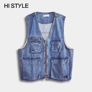 HI STYLE  Men Vest Denim Jacket - Blue - HSF510361 - Vest Lelaki Jaket - Biru