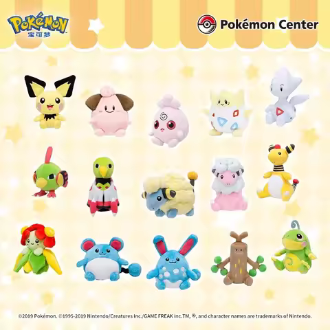Limited Stock Pichu Cleffa Togetic Natu Azumarill Politoed Pokémon Plush Toys Palm Collection Johto 