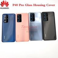 Official Huawei P40 Pro P40pro Back Battery Glass Back Cover + Camera Lens Frame Rear Door Housing Case Replacement Repair Parts