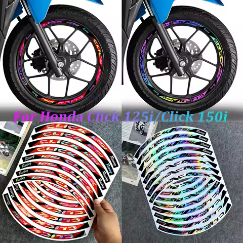Laser Rainbow Motorcycle Rim Stickers Scooter Wheel Hub Stripe Tape Decal Accessories For Honda CLIC