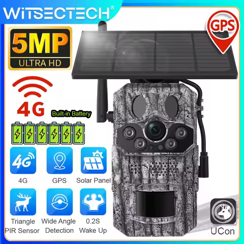 Ucon Camera 4G LTE Solar Camera 5MP Cellular Trail Camera Wildlife Hunting Cameras PIR Motion Activa