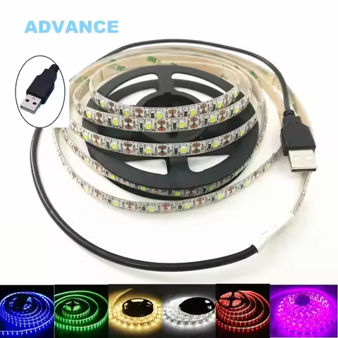 USB LED Strips SMD3528 light 5V adapter string Christmas desk Decor lamp tape For TV Background Ligh