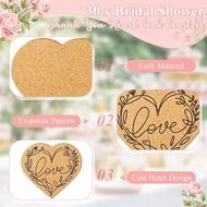 Coaster Cork Set Coaster Thank You Card Coaster Reception and Shower Gift Cork Organza Party Heart L
