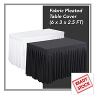 TABLE CLOTH -6x3FT Fabric Pleated Table Cover Skirting Meja Hotel Wedding Banquet Event Skirt Cloth 