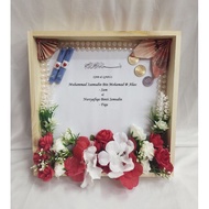 gubahan frame mas kahwin 3d pallet ( red white )