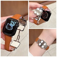 Exquisite Lychee Patterned Leather Strap For iWatch Series 11 10 9 8 7 6 5 SE 4 3 Letter B magnetic 