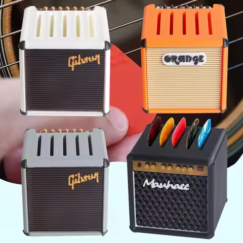 Amp-Shaped Guitar Pick Holder – 3D Printed 5-Slot Organizer for All Pick Thicknesses, Desk & Amp Dis
