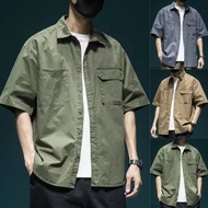 American Style Workwear Short-Sleeved Shirt Short-Sleeved Shirt Workwear Shirt [M-3XL] Half-Sleeved 