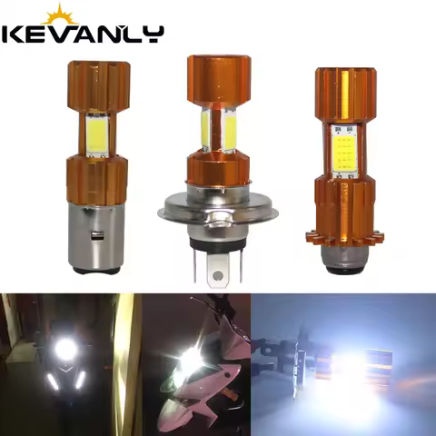 1pc H4 H6 BA20D P15D LED Motorcycle Light Bulb COB Chip Motorbike Headlight Scooter Fog Lamp 12V Mot