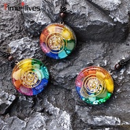 Glittery 7 Chakra Pendant Necklace - Orgonite Energy Stone for Home Decor