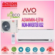 ACSON CS CU A3WMN-F/FN  1.0HP | 1.5HP | 2.0HP | 2.5HP  AVO WALL NON-INVERTER R32 AIR CONDITIONER