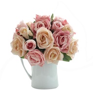 9 Heads Artificial Silk Fake Flowers Leaf Rose Wedding Floral Decor Bouquet For Decoration DIY Gift