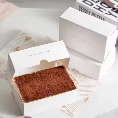 50/10pcs Tiramisu Box White Paper Cake Gift Box Cardboard Packaging Container Include Cake Tray